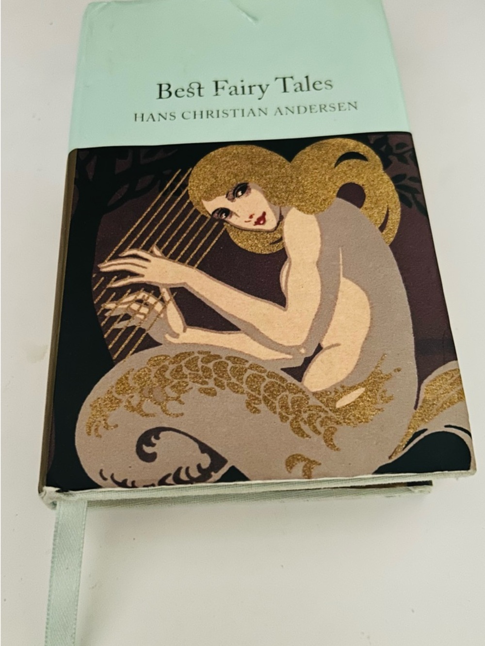 Best Fairy Tales Hardcover Journal with Mermaid Artwork - Mint & Gold